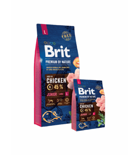 בריט ג'וניור עוף לגורי כלבים מגזע גדול 15 ק
