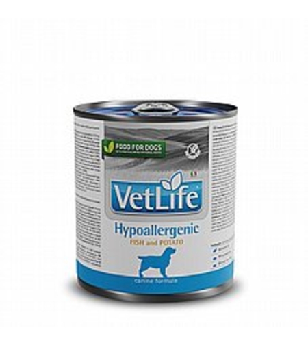 Vet Life וט-לייף 300 גרם מזון רטוב (שימור) לכלבים (היפואלרגני דג ותפו