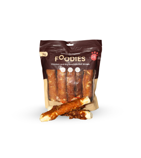 חטיף FOODIES גלילת עוף ועור בקר ג'מבו 1 ק