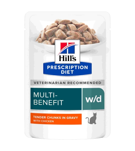 פאוצ' מזון w/d | Hill's Prescription Diet לחתול בוגר, 85 גר' (12 יח')