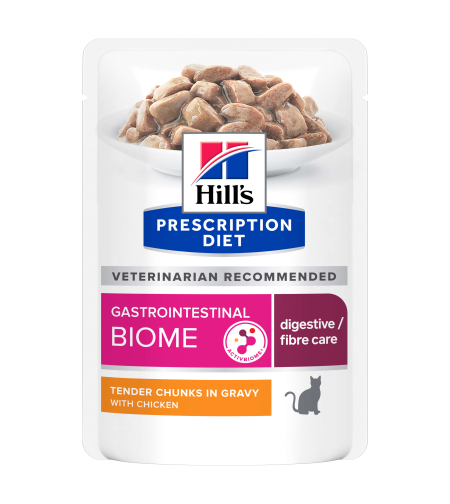 פאוצ' מזון GI BIOME | Hill's Prescription Diet לחתול בוגר, 85 גר' (12 יח')