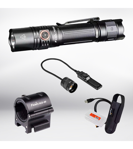 מארז פנס נטען 1700 לומנס PD35 + מתאם לפנס + PTT