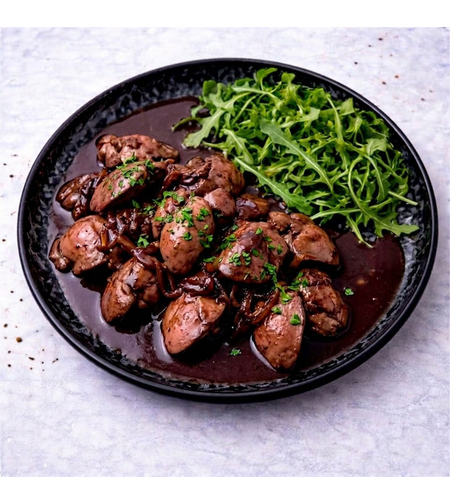 כבד עוף ברוטב יין - חצי ק