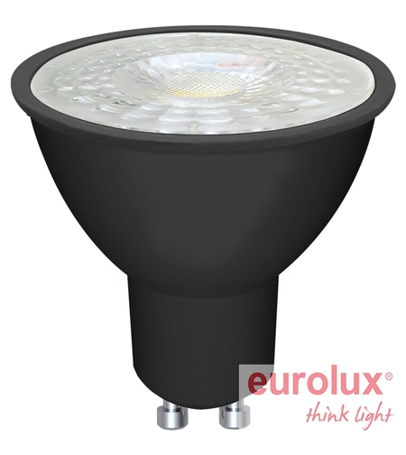 נורת לד דיקרויקה גוף שחור - 7 וואט - גוון תאורה 230V - 4000K - חיבור GU10 - יורולוקס