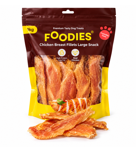 חטיף FOODIES לכלבים – פילה חזה עוף, 1 ק״ג