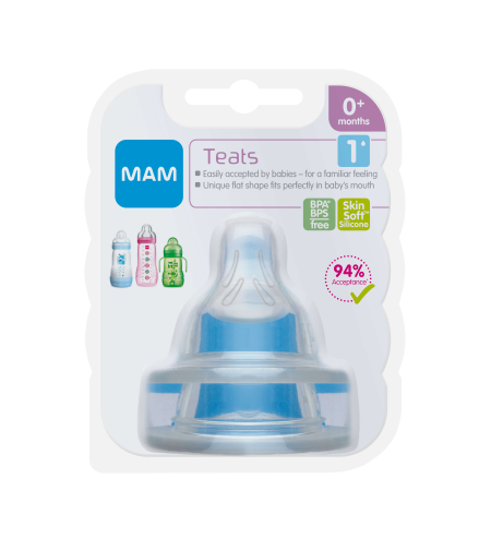 MAM / מאמ - זוג פטמה לבקבוק מספר 1  (לגילאי 0+)