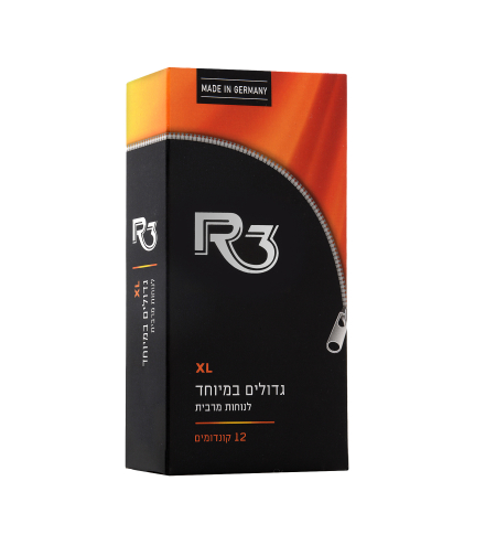 R3 XL - קונדומים XL גדולים במיוחד לנוחות מירבית (12 קונדומים)