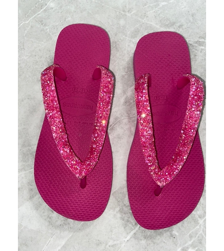 הוויאנס ורוד פוקסיה רצועה עבה-שברי זכוכית ורוד