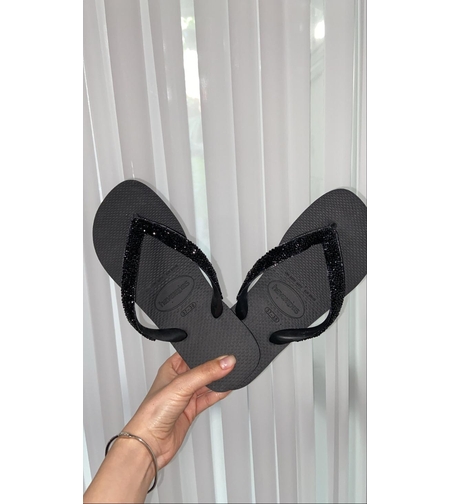 הוויאנס שחור רצועה עבה-שברי זכוכית שחור