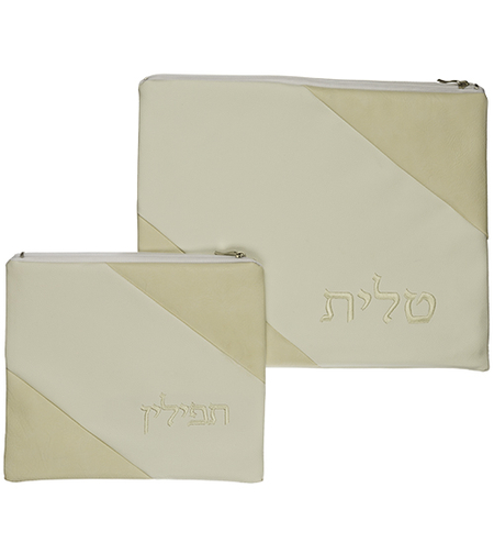 סט טלית תפילין דמוי עור מהודר גוון בז 29*36 סמ