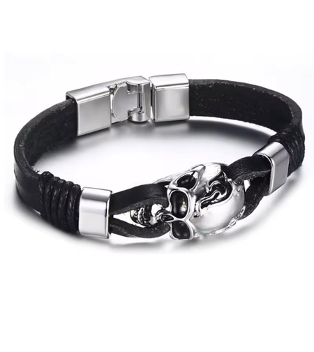 צמיד גומי - גולגולת כסופה לגבר