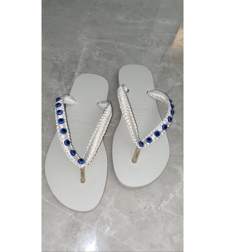 הוויאנס לבן רצועה דקה-משולב עיניים