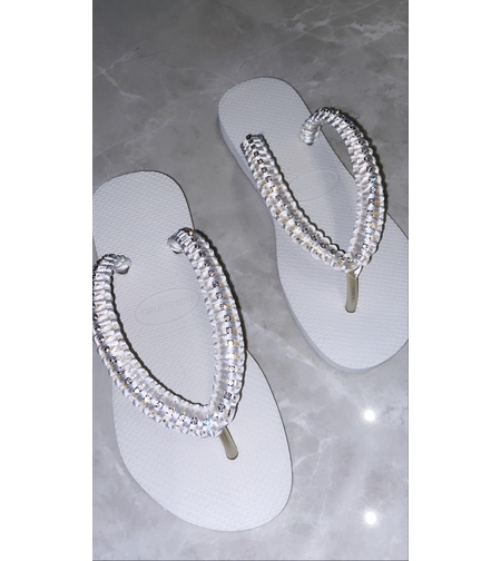 הוויאנס לבן רצועה דקה-שרשרת אבנים