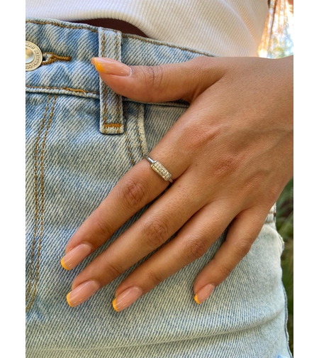 טבעת מלבן משובץ