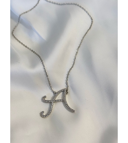 שרשרת אות - ציפוי כסף תליון גדול