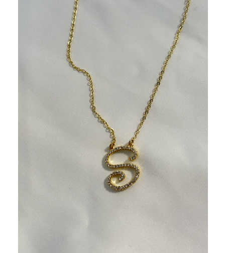 שרשרת אות - ציפוי זהב תליון קטן