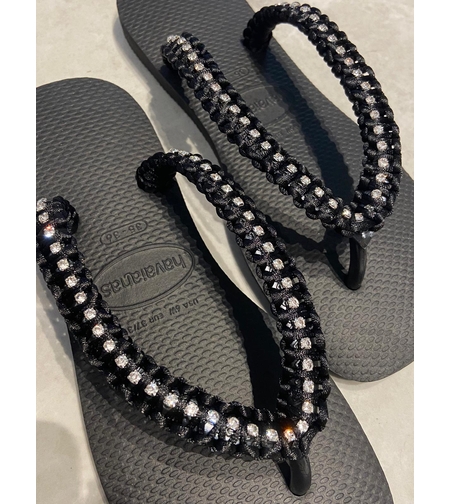 הוויאנס שחור רצועה דקה-שרשרת אבנים