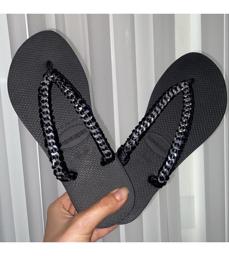 הוויאנס שחור רצועה דקה-משולב גורמט כסוף