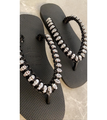 הוויאנס שחור רצועה דקה-משולב גולגולות