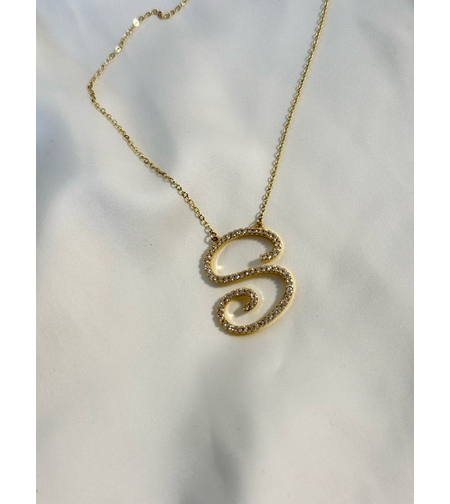 שרשרת אות - ציפוי זהב תליון גדול