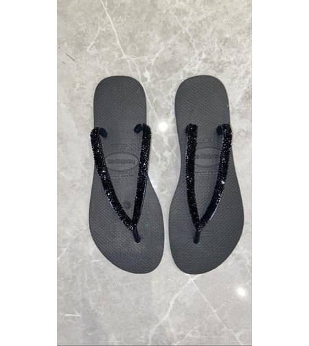 הוויאנס שחור רצועה דקה-שברי זכוכית שחור