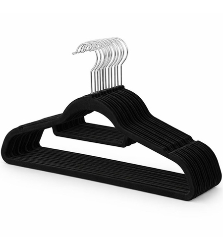 סט 10 יח' קולבים לבגדים קטיפה