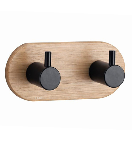 מתלה בגדים 2 ווים בשילוב עץ  כולל דבק חזק במיוחד