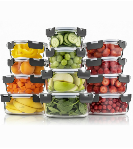 סט קופסאות זכוכית אחסון וואקום למטבח ולבית דגם 500