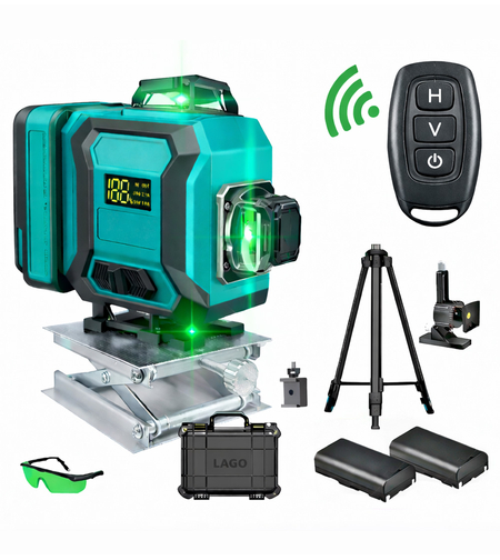 לייזר ירוק 16 קווים כולל 2 סוללות ושלט ואביזרים נלווים