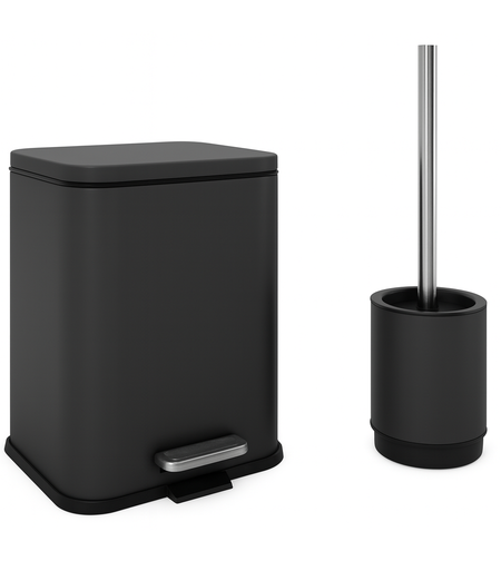 פח נירוסטה 5 ליטר טריקה שקטה ומברשת סילקון שחור אלגנט