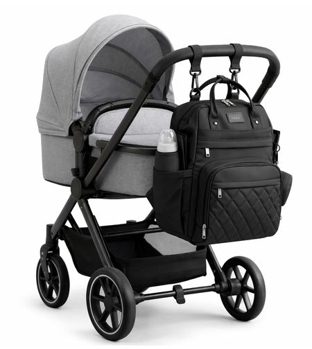 תיק החתלה פרמיום רב-תאים – כולל משטח החתלה - אלגנטי ומוכן לכל יציאה שחור