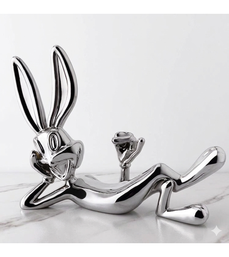 ארנב מקרמיקה בצבע ניקל מבריק