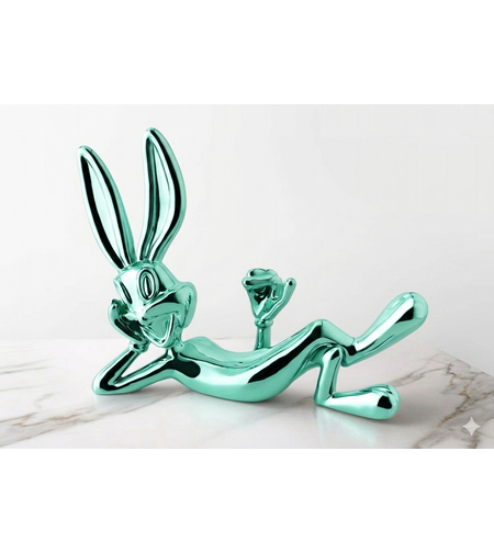 ארנב מקרמיקה בצבע תטורקיז בהיר