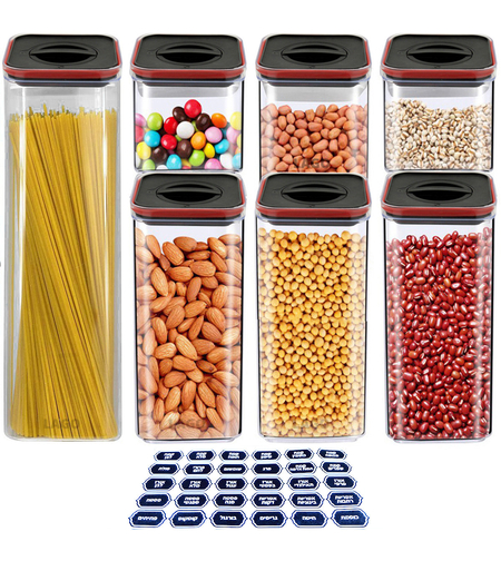 צנצנות לתבלינים וקטניות + 78 מדבקות בעברית לקטניות