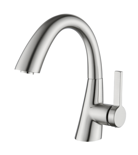 ברז לכיור איכותי פרח קצר ניקל מוברש דגם רפאל