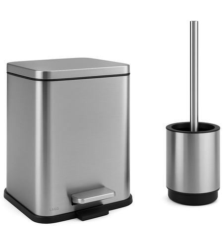 פח נירוסטה 5 ליטר טריקה שקטה ומברשת סילקון במגוון צבעים