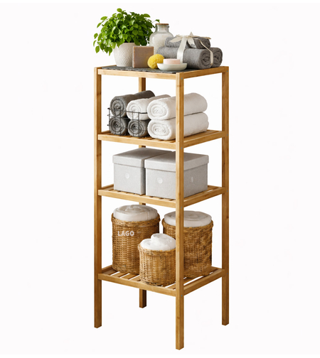 כוננית מעץ מדורגת 4 מדפים איכותית ואלגנטית