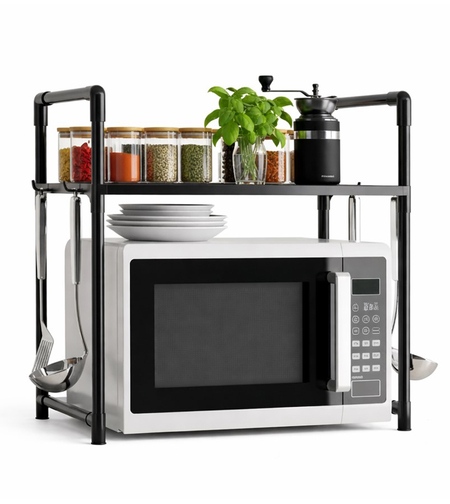 מעמד למיקרוגל ומדף לארגון מטבח חכם