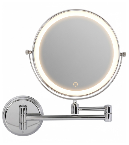 מראה מגדילה פי 10 עם תאורה מקצועית לקיר ניקל דגם 1274