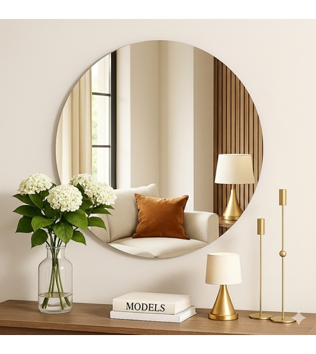 מראה עגולה ללא מסגרת במגוון גדלים