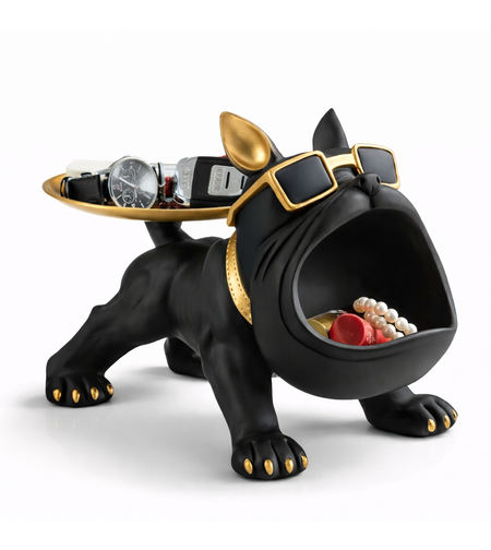 פסל בולדוג דקורטיבי עם מגש במגוון צבעים