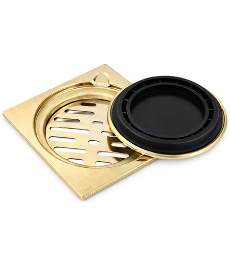 מכסה ביוב רשת + מכסה איטום זהב מוברש 12.5X12.5