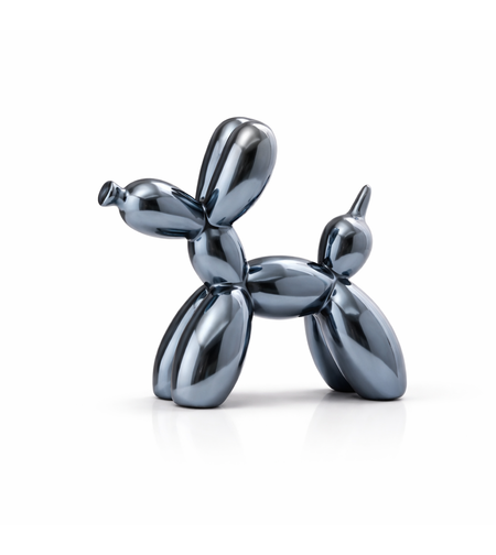 כלב קרמיקה בלון דקורטיבי | אומנות מודרנית לבית שחור אפור