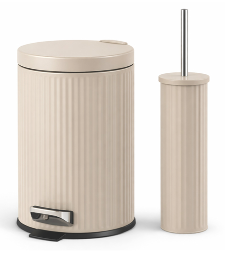 פח לשירותים 5 ליטר טריקה שקטה כולל מברשת במגוון צבעים שמנת קרם