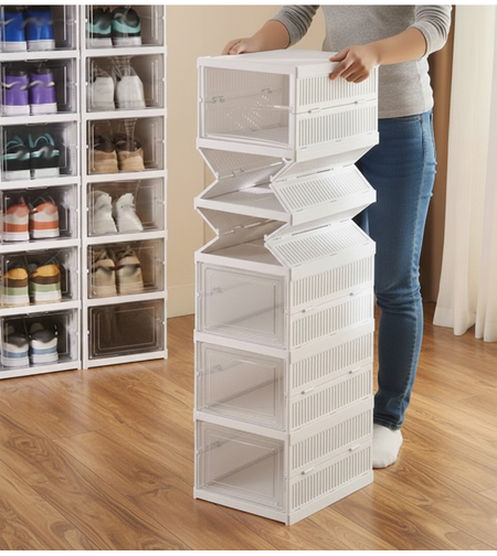 ארון נעליים מתקפל שקוף 6 קופסאות