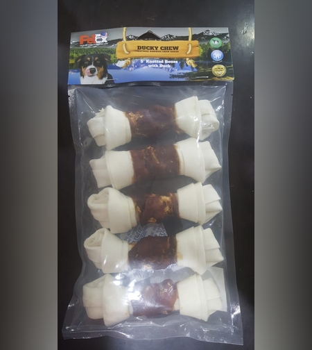 עצם קשר עם בשר ברווז בגודל 5 אינץ (5 יח') Knotted bones with duck
