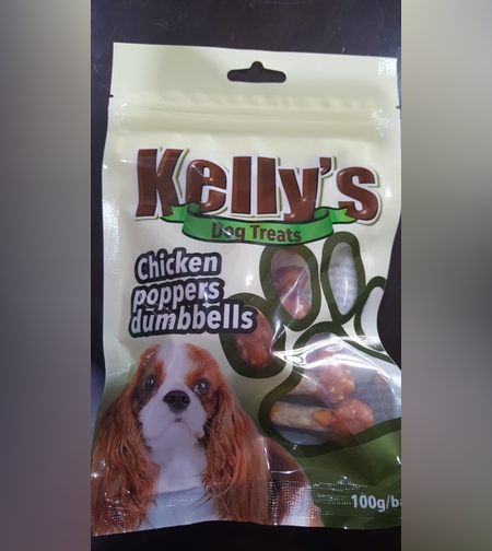 חטיף משלים לכלבים- משקולות עוף chicken poppers dumbbells