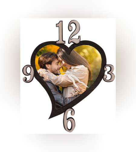 הדפסה על שעון בצורת לב