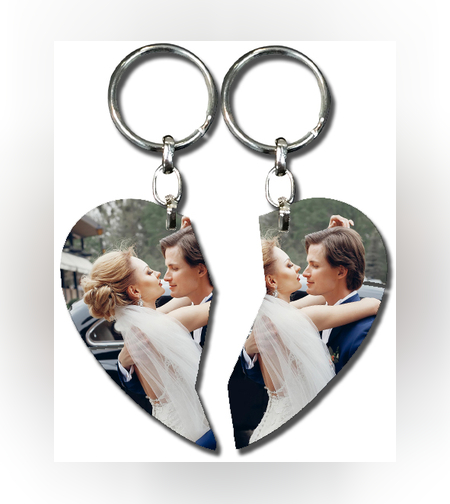 הדפסה על מחזיק מפתחות לב חצוי