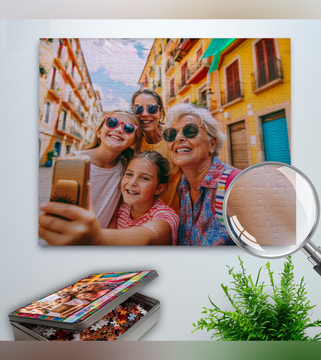 פאזל קרטון בהדפסה אישית כולל קופסת אלומניום מודפסת - 252 חלקים